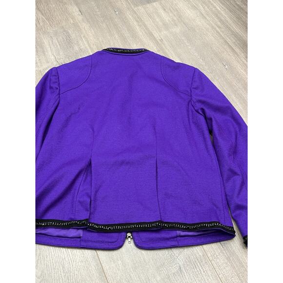 Diane von Furstenberg Women's Purple Blazer Pockets Full Zip Long Sleeve Size M? - Picture 3 of 8